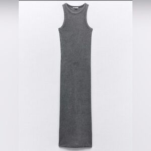 Zara Women's Sleeveless Ribbed Maxi Dress - Gray
